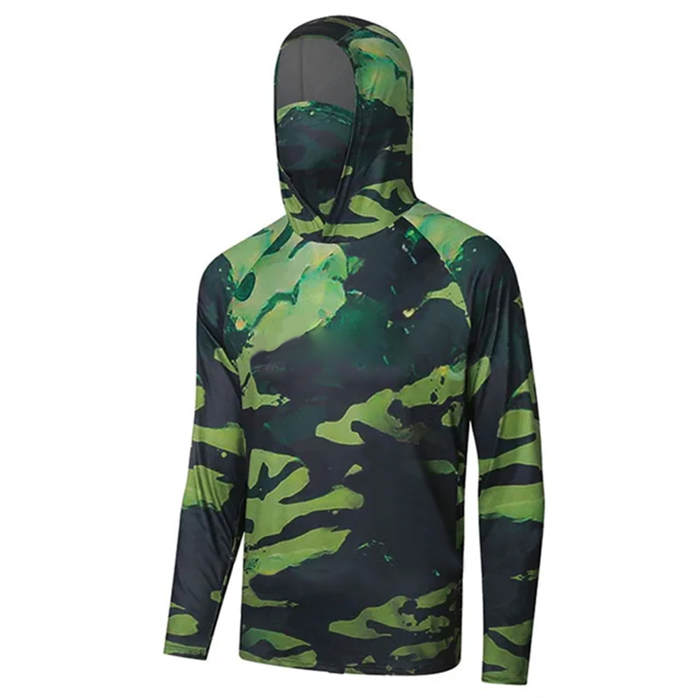 Fishing Hoodie - 2026年 日焼け防止 長袖フーディーシャツ Tシャツ ランニング、釣り、ワークアウト用