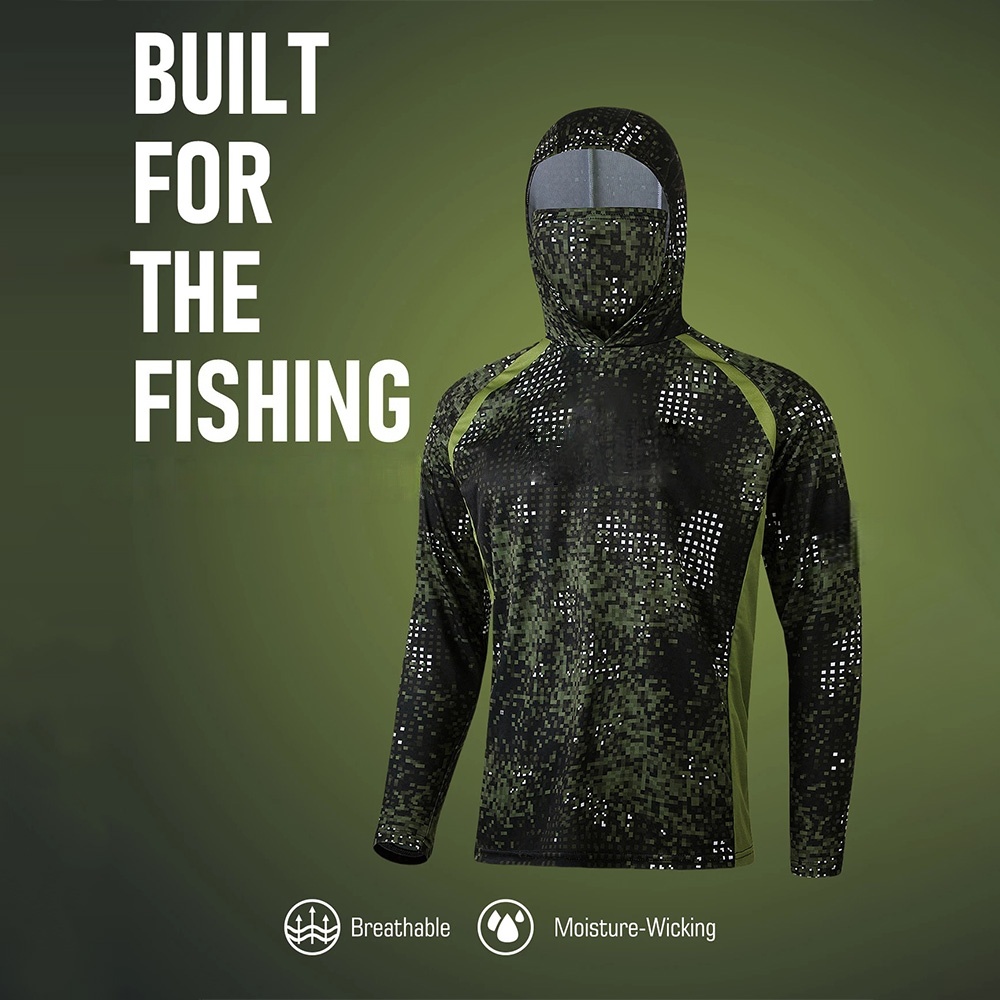 Fishing Shirt Uv Protection - MALFC フィッシングアパレル メンズ フード付きフィッシングシャツ 長袖フィッシングTシャツ UVプロテクション