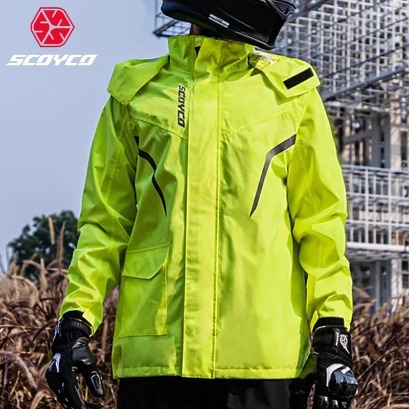 Fishing Rain Suit - SCOYCO オートバイ用分割レインコートセット 雨風対策ジャケット メンズ 反射材付き 通気性