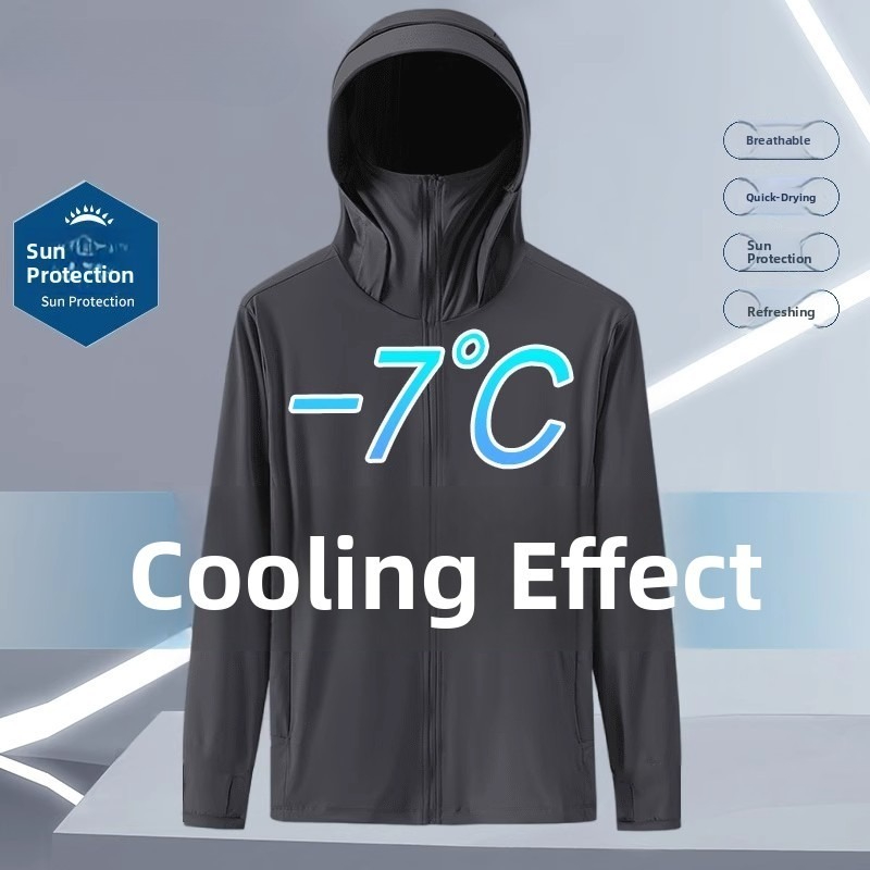 夏用アイスシルク薄型フード付きUV保護日焼け止め服アウターウ - Fishing Hoodie のレビューと価格