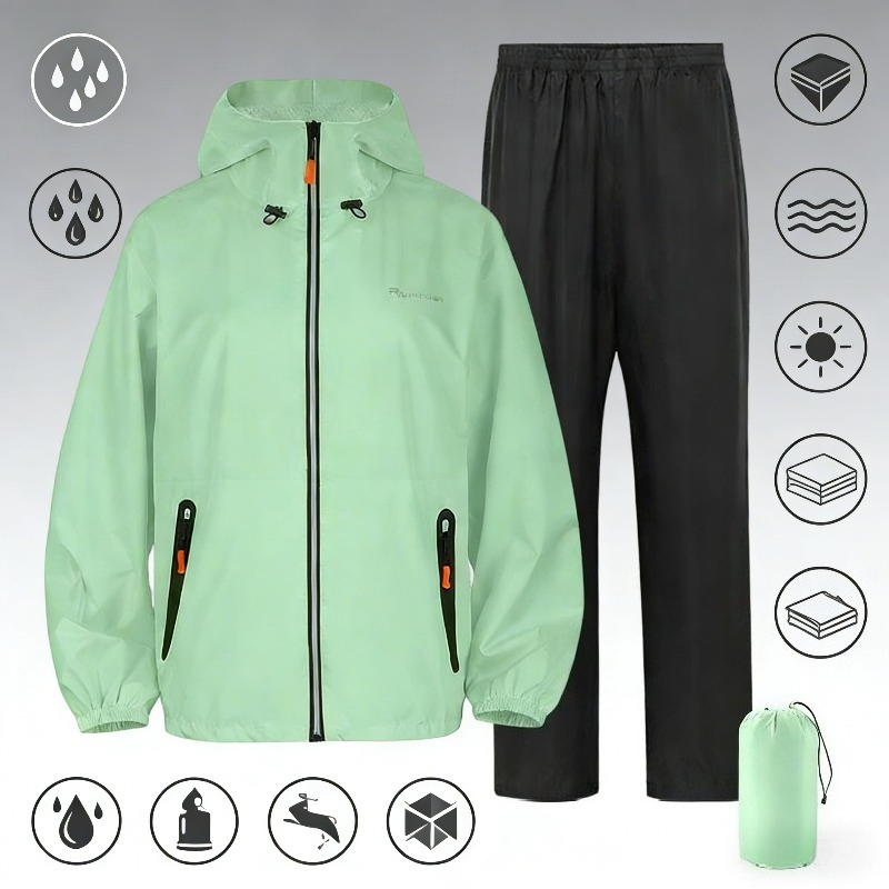 男女兼用防水レインスーツ反射材付きサイクリング釣り作業アウト - Fishing Rain Suit のレビューと価格